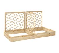 Outsunny Jardinière avec 3 treillis modulable, bac à fleurs en bois pour balcon terrasse patio, 222 x 114 x 109 cm, bois naturel