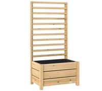 Outsunny Jardinière avec treillis, bac à fleurs avec brise-vue, trou de drainage et doublure intérieure, 60 x 39 x 120 cm, bois naturel