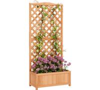 Outsunny Jardinière avec Treillis - bac à Fleurs - dim. 76L x 36l x 170H cm - Fond à Lattes - Bois Sapin pré-huilé