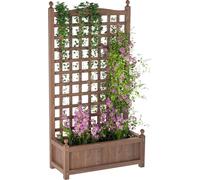 Outsunny Jardinière avec Treillis - bac à Fleurs - jardinière sur Pied - dim. 64L x 28l x 120H cm Inserts d'irrigation Inclus Bois Sapin traité