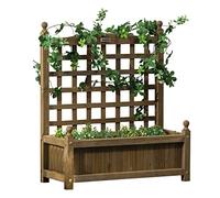 Outsunny Jardiniššre avec Treillis - bac š€ Fleurs - jardiniššre sur Pied - dim. 64L x 28l x 75H cm Inserts d'irrigation Inclus Bois Sapin traitšŠ