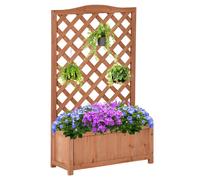 Outsunny Jardinière avec Treillis - bac à Fleurs - jardinière sur Pied - dim. 70L x 28l x 117H cm - Fond à Lattes - Bois Sapin pré-huilé