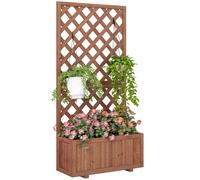 Outsunny Jardiniššre avec Treillis - bac š€ Fleurs - jardiniššre sur Pied - dim. 72,5L x 31,5l x 149,5H cm Inserts d'irrigation Inclus Bois Sapin pršŠ-huilšŠ