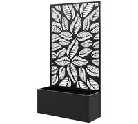 Outsunny Jardinière avec treillis bac à fleurs rectangulaire grande taille panneau d'intimité métal 61 x 23 x 113 cm noir