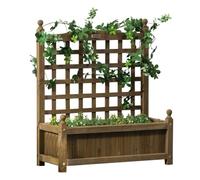 Outsunny Jardiniššre avec Treillis - bac š€ Fleurs - jardiniššre sur Pied - dim. 64L x 28l x 75H cm Inserts d'irrigation Inclus Bois Sapin traitšŠ