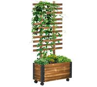 Outsunny - jardinière avec treillis - Bois de pin - 65x31x147cm - Marron
