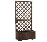 Outsunny - jardinière avec treillis - Bois de sapin - 72.5x31.5x149.5cm - Marron