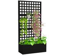 Outsunny Jardinière avec Treillis Brise-Vue Lit Surélevé 89x40x178cm Noir