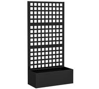 Outsunny Jardinière avec treillis, brise-vue, lit surélevé de jardin acier galvanisée, pour plantes grimpantes, 89x40x178cm, noir