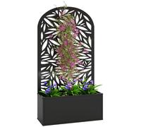 Outsunny : Jardinière avec treillis en arc pour plantes grimpantes et trous de drainage, en métal, 61x23x113 cm, noire