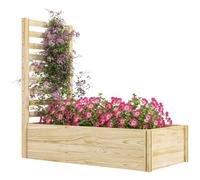 Outsunny Jardinière avec Treillis en Bois 115x60x110cm Effet Bois Naturel | Carré Potager