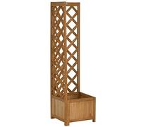 Outsunny Jardinière avec Treillis en Bois Jardinière avec Treillis Rectangulaire pour Plantes Grimpantes Fleurs Décoration Extérieure Coin 40x40x145 cm Naturel