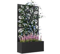 Jardinière avec brise-vue paravent treillis - Outsunny - bac à Fleurs - dim. 61L x 23l x 113H cm