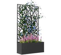 Outsunny Jardinière avec Treillis, Grands Arbres, 61x23x113cm, Noir | Brise-Vue Paravent, Jardinière Extérieure Métal sur Pieds ou Murale, Bac à Fleurs Rectangulaire Balcon Terrasse