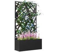Outsunny Jardinière avec Treillis, Brise-Vue paravent, jardinière extérieure métal sur Pieds ou Murale, Motif de Lignes irrégulières, bac à Fleurs rectangulaire Balcon terrasse, 61x23x113cm, Noir