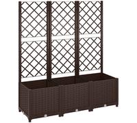 Outsunny Jardinière avec treillis lit surélevé de jardin jardinière extérieure avec 8 trous de drainage 120 x 40 x 135 cm marron