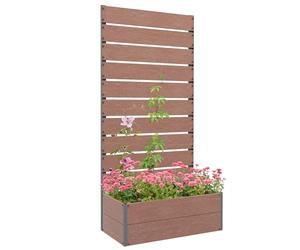Outsunny Jardinière avec Treillis, lit surélevé de Jardin, jardinière extérieure pour Plantes grimpantes, bac à Fleurs rectangulaire Pot de Plantes pour Balcon terrasse, 72x38x150 cm, Marron Clair