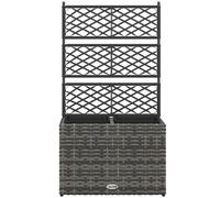 Outsunny Jardinière avec Treillis pour Plantes Grimpantes avec 2 Pots en Acier et Rotin PE, 57x30x107cm, Gris