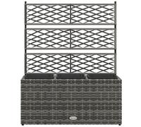 Outsunny Jardinière avec Treillis pour Plantes Grimpantes avec 3 Pots en Acier et Rotin PE, 84x30x107cm, Gris