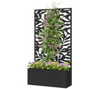 Outsunny Jardinière balcon avec treillis bac à fleurs rectangulaire grande taille panneau d'intimité métal 61x23x113 cm noir Aosom France