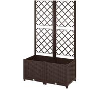 Outsunny Jardinière balcon avec treillis lit surélevé de jardin Pot de fleur extérieure Bac à fleurs avec 6 trous de drainage 80x40x135 cm marron