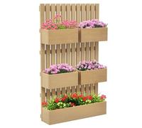 Outsunny Jardinière murale potager avec 5 bacs treillis en bois massif amovibles, tissu non tissé, 60 x 16 x 100 cm