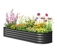 Outsunny Jardinière carré potager de jardin en acier galvanisé modulable pour légumes plantes fleurs, 195 x 62 x 30 cm gris foncé