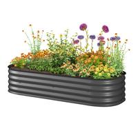 Outsunny Jardinière carré potager de jardin en acier galvanisé modulable pour légumes plantes fleurs, 150 x 62 x 30 cm gris foncé