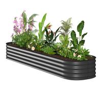 Outsunny Jardinière carré potager de jardin en acier modulable pour légumes plantes fleurs, 240 x 62 x 30 cm gris foncé
