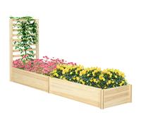 Outsunny Jardinière carré potager en bois avec treillis dim. 230L x 60l x 110H cm bois sapin naturel