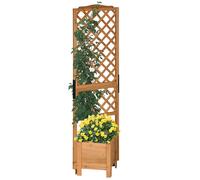 Outsunny Jardinière carrée avec treillis sur pieds pour plantes - dim. 54,5L x 52l x 180H cm - Bois Sapin pré-huilé Aosom France