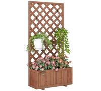 Outsunny Jardinière d'Extérieur avec Épaulière à Grille pour Plantes Grimpantes et Vase, Jardinière en Bois de Sapin Durable, 72,5 x 31,5 x 149,5 cm, Orange