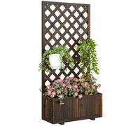 Outsunny : Jardinière d'extérieur avec treillis pour plantes grimpantes et pot, en bois d'épicéa, dimensions : 72,5 x 31,5 x 149,5 cm