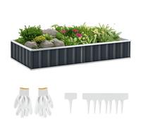 Outsunny Jardinière en acier rectangulaire carré potager modulable lit surélevé jardin pot de fleurs bac à plantes 174 x 90 x 30 cm gris foncé