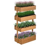 Outsunny Jardinière en bois 4 niveaux Jardinière surélevée extérieure avec trous de drainage 80x45x142 cm Orange