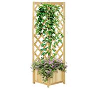 Outsunny Jardinière en bois avec treillage Pot d'extérieur pour coin pour plantes grimpantes 40x40x145 cm Naturel