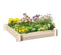 Outsunny Jardinière en Bois, carré Potager de Jardin, Design sans Fond, Facile à Assembler, pour légumes, Herbes et Fleurs, en Bois Massif, Bois Naturel