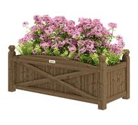 Outsunny Jardinière en bois, carré potager extérieur bois avec trous de drainage, 90 x 39 x 37 cm, marron foncé