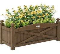 Outsunny Jardinière en bois, carré potager extérieur bois avec trous de drainage, bac à fleurs pour légumes herbes fleurs dans jardin terrasse patio, 90 x 39 x 37 cm, marron foncé