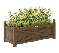 Outsunny Jardinière en bois, carré potager extérieur bois avec trous de drainage, bac à fleurs pour légumes herbes fleurs dans jardin terrasse patio, 90 x 39 x 37 cm, marron foncé