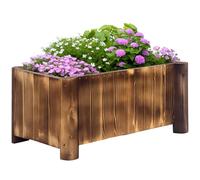 Outsunny Jardinière en bois rectangulaire bac à fleurs intérieur extérieur charge max 40 Kg traité carbonisation 70 x 35 x 30 cm bois naturel