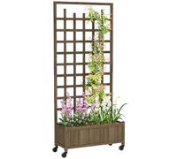 Outsunny Jardinière en treillis en bois, plates-bandes surélevées pour jardin avec roues et revêtement de lit, brise-vue pour cultiver des légumes, des herbes et des fleurs pour jardin, patio,