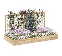 Outsunny Jardinière extérieure avec 3 Treillis modulable, lit surélevé de Jardin, bac à Fleurs en Bois pour Balcon terrasse Patio, 222 x 114 x 109 cm, Effet Bois Naturel