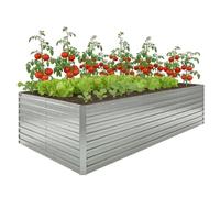 Jardinière extérieure - Outsunny - rectangulaire - avec bordure de sécurité et fond ouvert - 240 x 120 x 60 cm - gris argenté