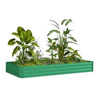 Outsunny Jardinière Extérieure Fond Ouvert 240 x 120 x 30 cm Vert | Carré Potager de Jardin Rectangulaire, Bordure de Sécurité, pour Fleurs, Herbes