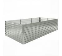 Outsunny Jardinière extérieure, jardinière surélevée galvanisée bordure de sécurité et fond ouvert 240 x 120 x 60 cm gris argenté