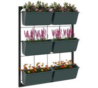 Outsunny Jardinière Murale à 3 étages avec 6 bacs étagère à Fleurs pour l'intérieur et l'extérieur, pour Fleurs, Plantes, dim. 52L x 14l x 66H cm, Vert