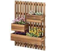 Outsunny Jardinière murale potager avec 3 bacs en bois massif amovibles 60 x 16 x 80 cm