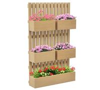 Outsunny Jardinière murale potager avec 5 bacs treillis en bois massif amovibles, tissu non tissé, 60 x 16 x 100 cm