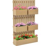 Outsunny Jardinière murale potager avec 5 bacs treillis en bois massif amovibles, tissu non tissé, 60 x 16 x 100 cm